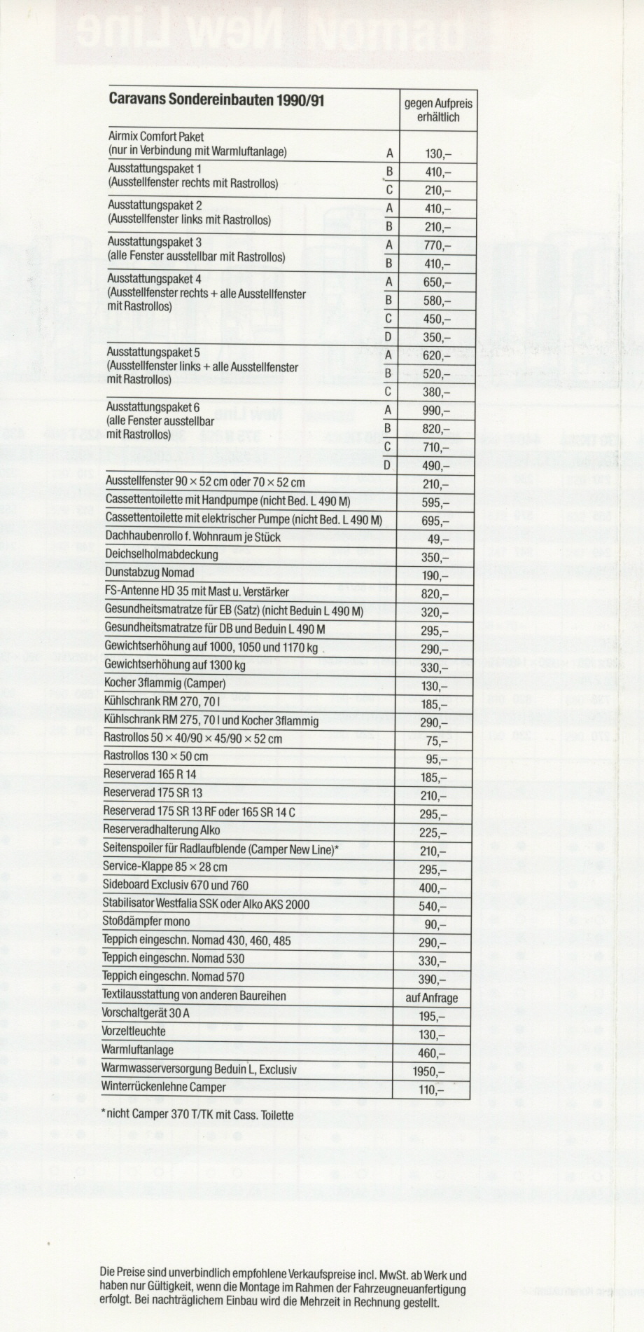 Dethleffs 1991 Preisliste 07