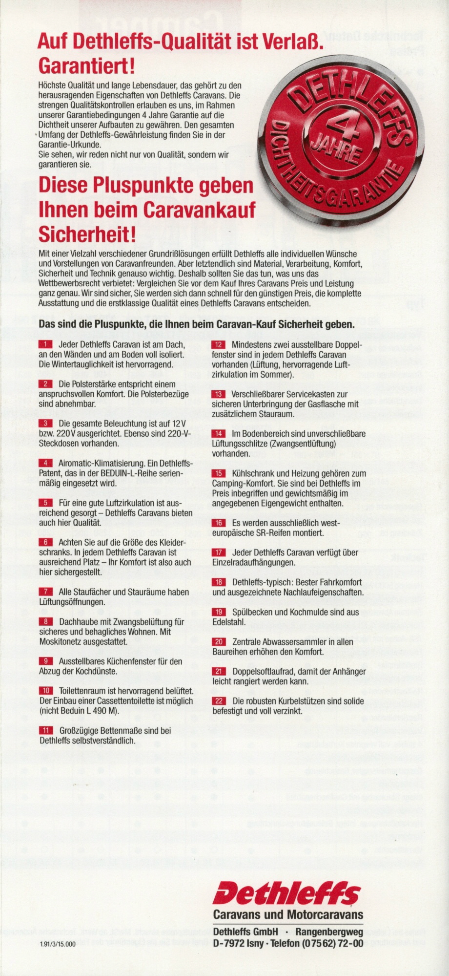 Dethleffs 1991 Preisliste 08