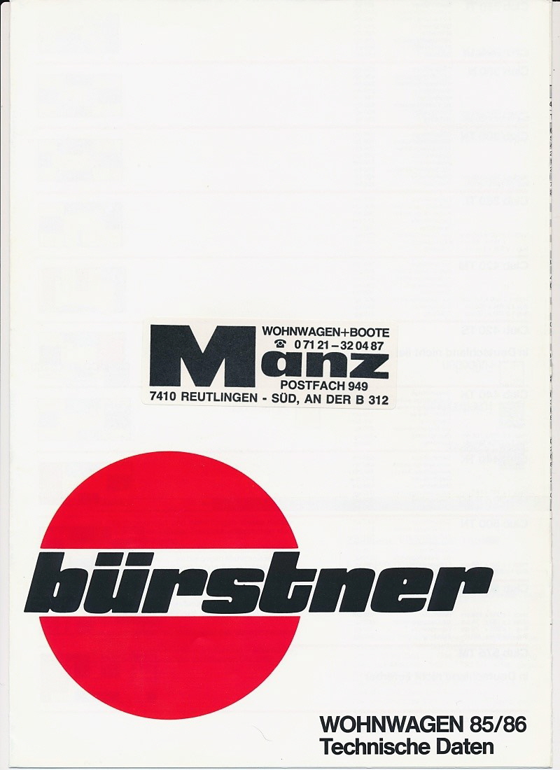 Brstner 1985 - 1986 - Preisliste 1