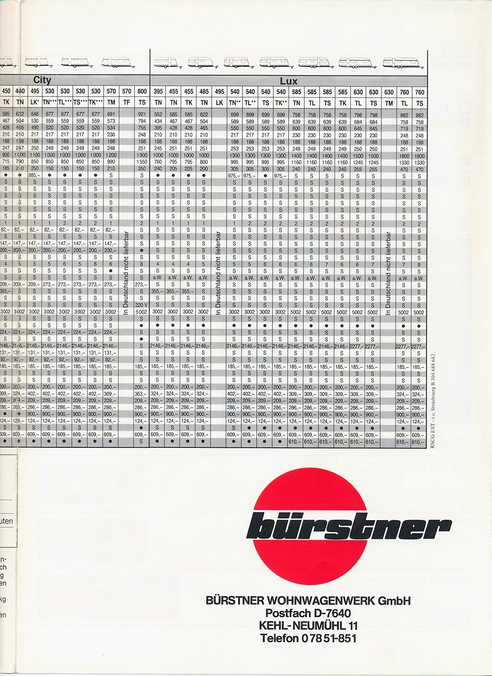 Brstner 1985 - 1986 - Preisliste 9