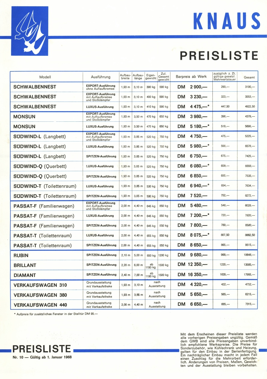 Knaus 1968 Preisliste 01