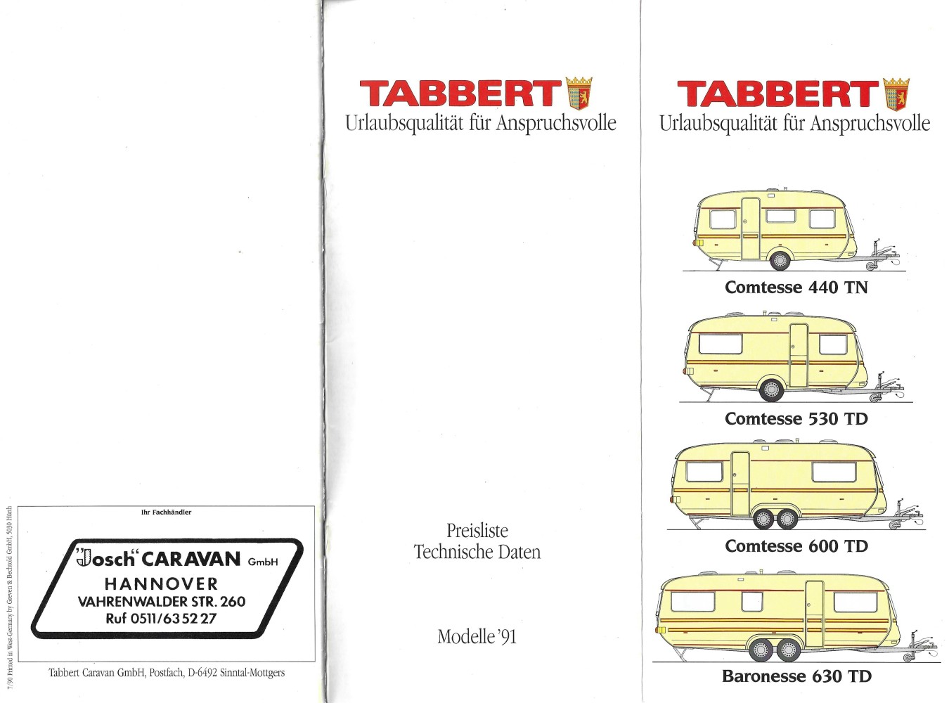 Tabbert 1991 Preisliste 01