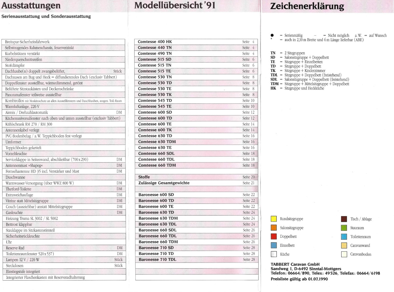 Tabbert 1991 Preisliste 02