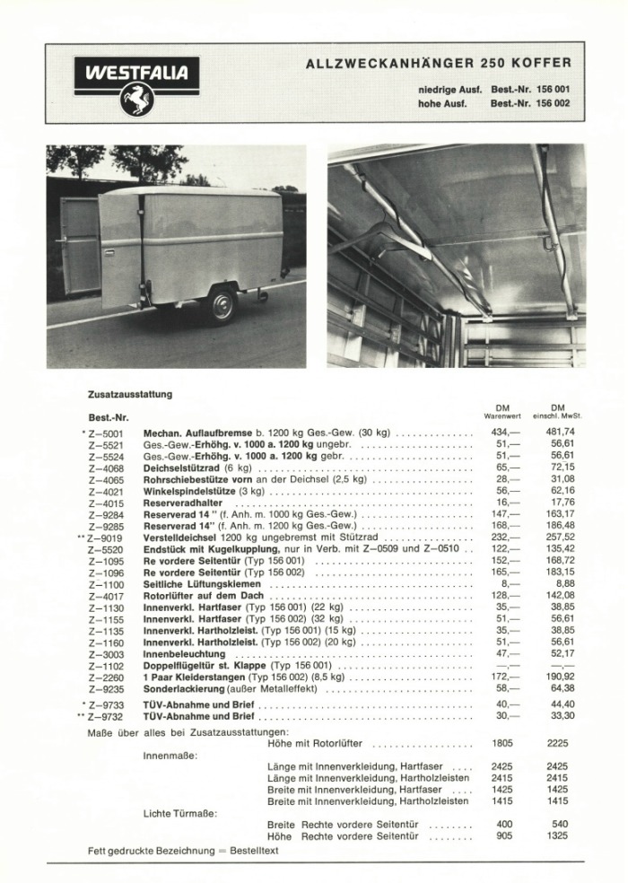 Westfalia Allzweckanhnger 250 Koffer 1974 01