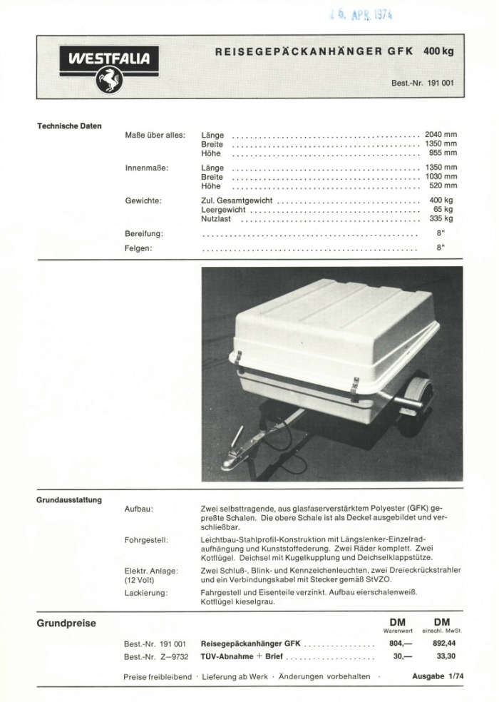 Westfalia Reisegepckanhnger GFK 1974 02